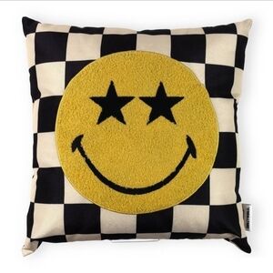 Yoobi SmileyWorld Throw Pillow. 16x16 Checkered Pattern.